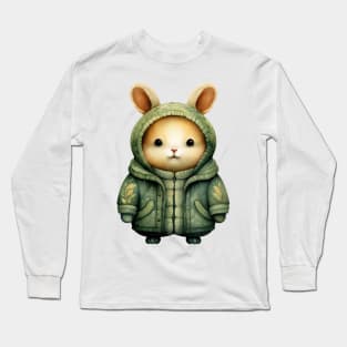 Whimsical Green Christmas Rabbit Long Sleeve T-Shirt